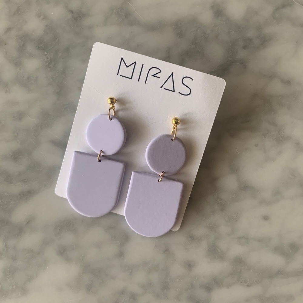 Minimalist Geometric Polymer Clay Earrings, Lilac